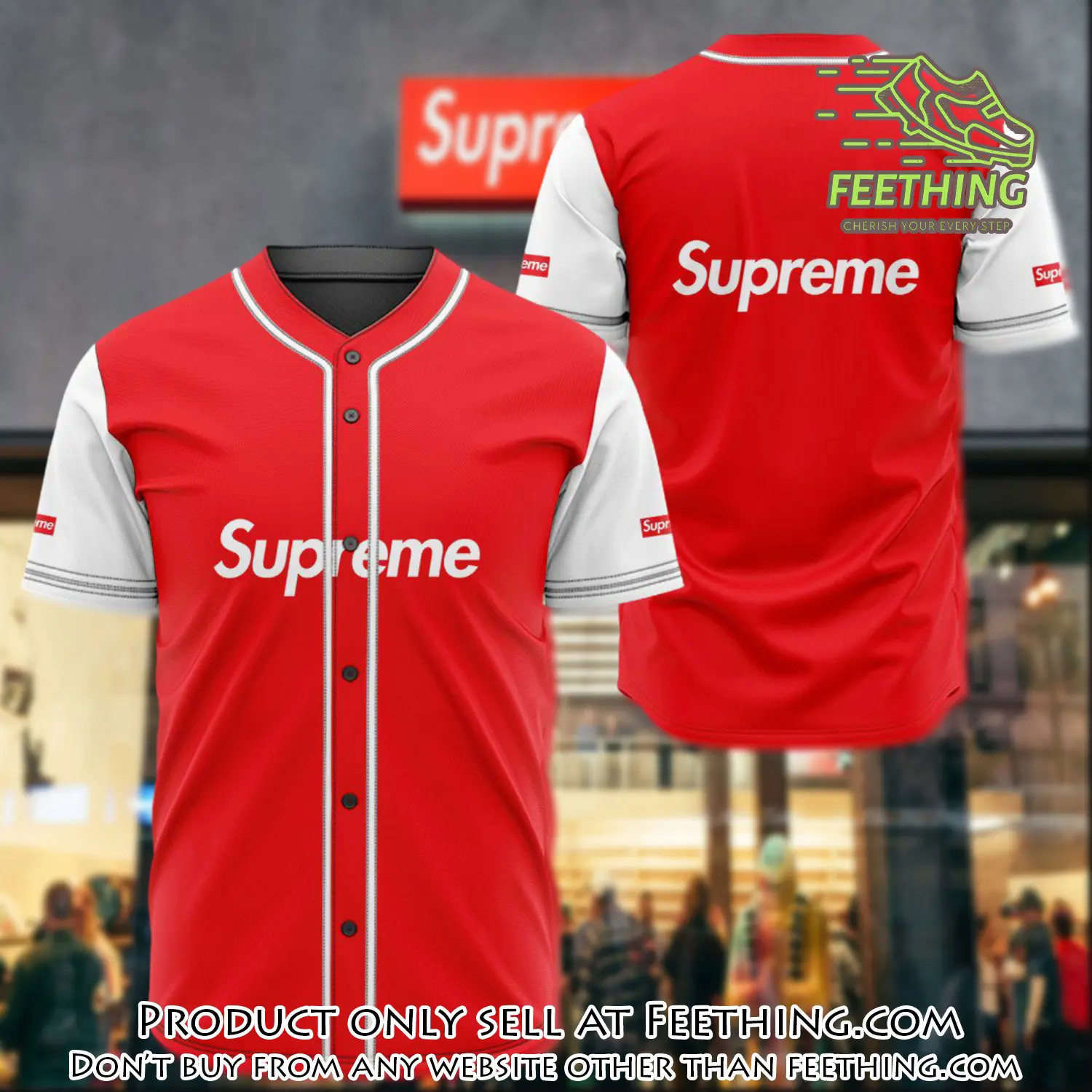 Supreme white red red baseball jersey shirt luxury bjs1248 ft3225289